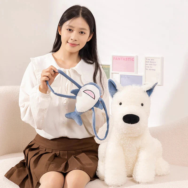 Schnauzer Dog With Shark Bag Plush