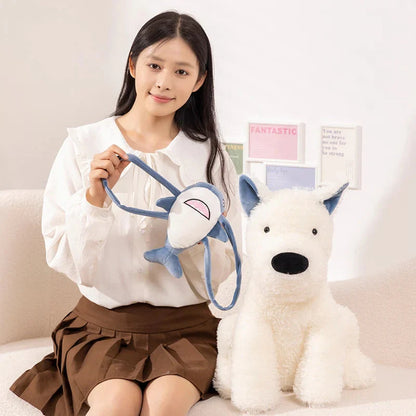 Schnauzer Dog With Shark Bag Plush