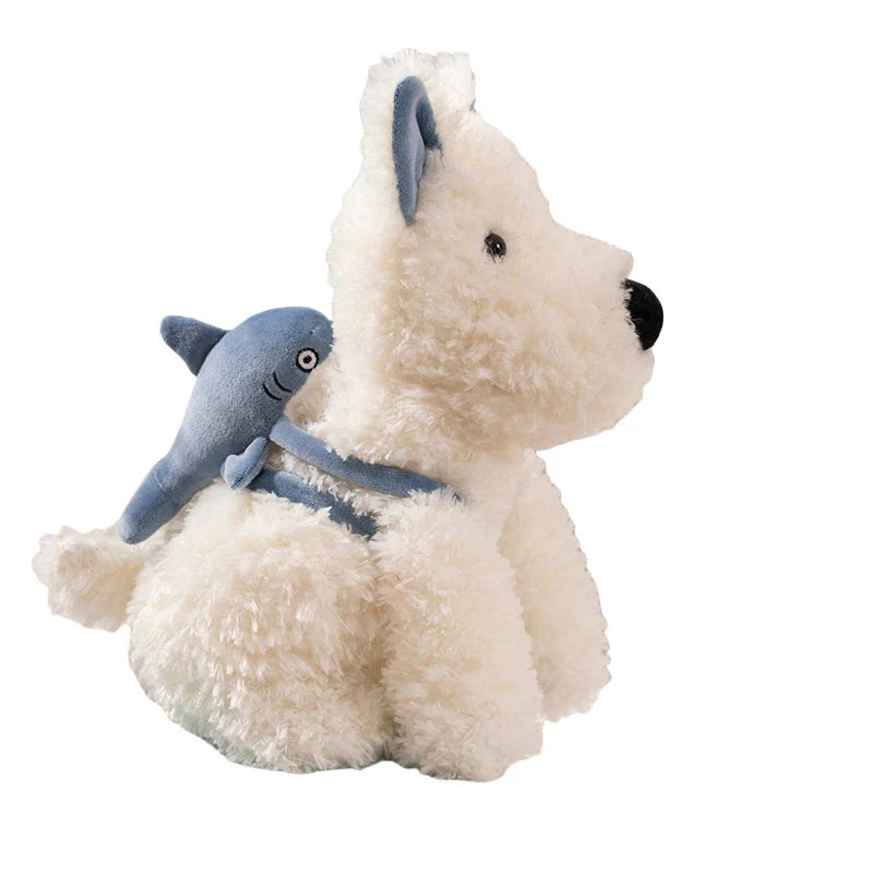 Schnauzer Dog With Shark Bag Plush