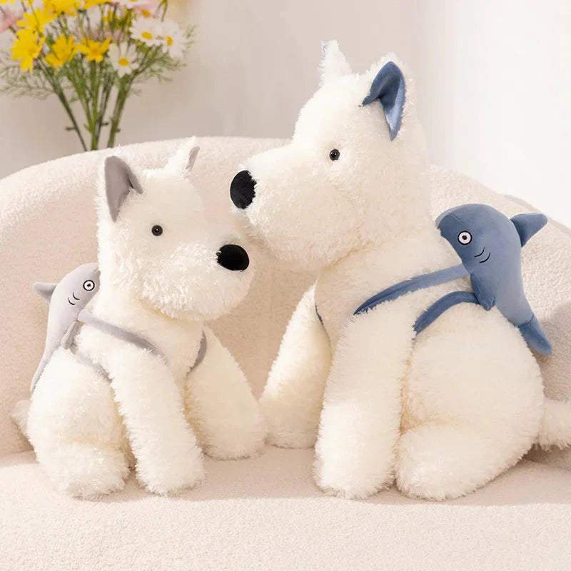 Schnauzer Dog With Shark Bag Plush