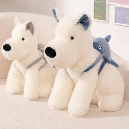 Schnauzer Dog With Shark Bag Plush