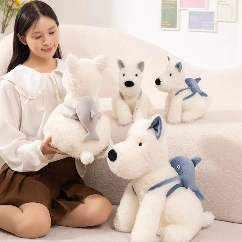 Schnauzer Dog With Shark Bag Plush