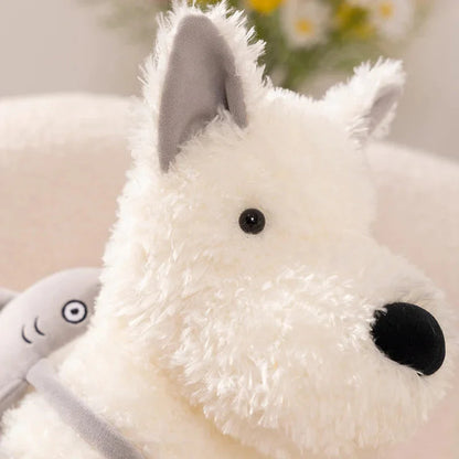 Schnauzer Dog With Shark Bag Plush