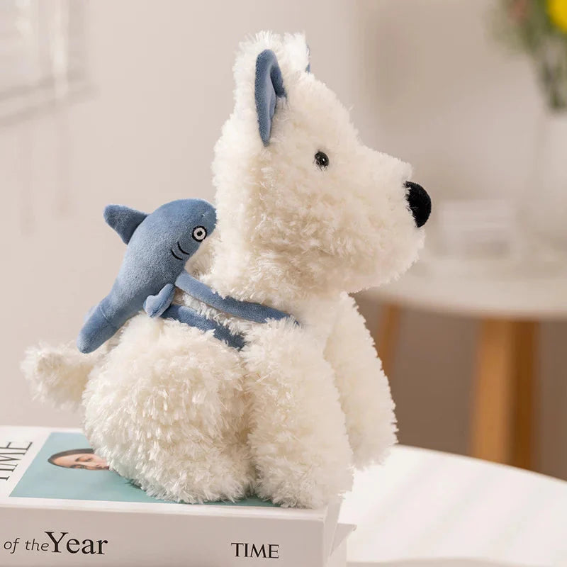 Schnauzer Dog With Shark Bag Plush