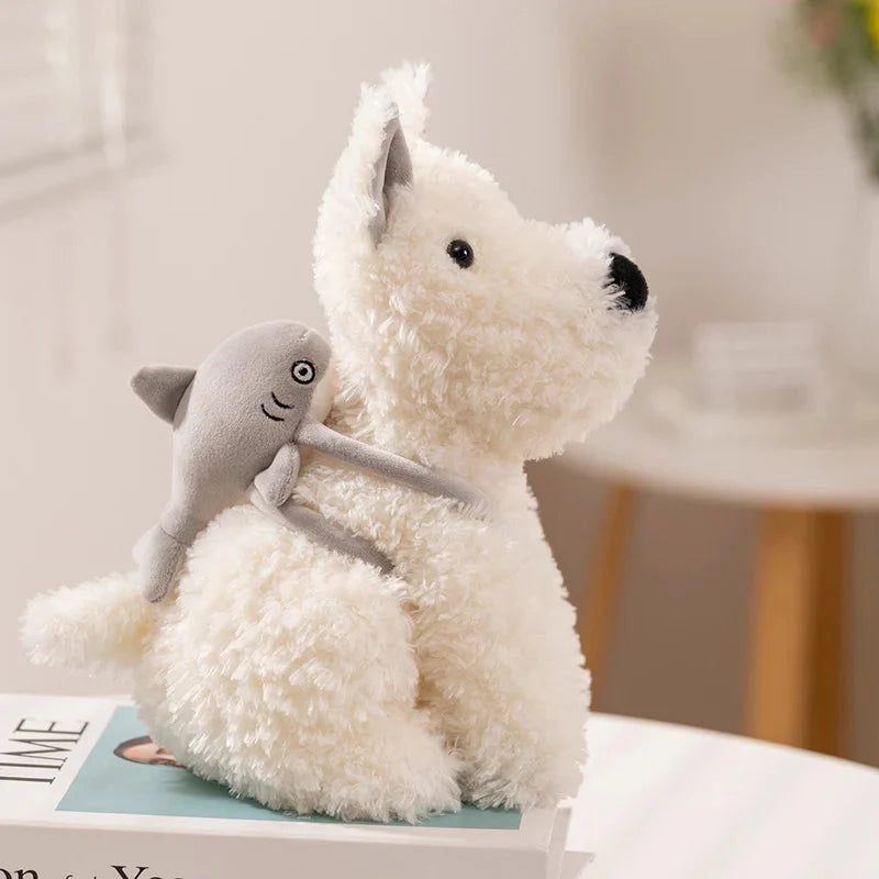 Schnauzer Dog With Shark Bag Plush