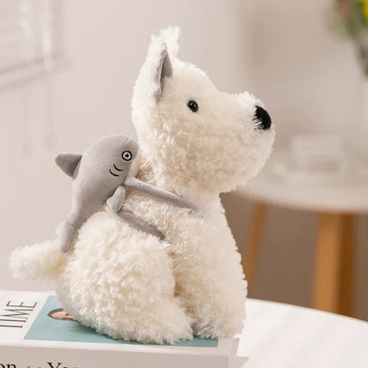 Schnauzer Dog With Shark Bag Plush