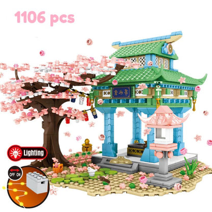 Light up Romantic Japanese Hakone Shrine with Sakura Tree Building Sets
