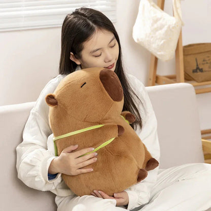 Sleepy Capybara with Mahjong Backpack Plushie