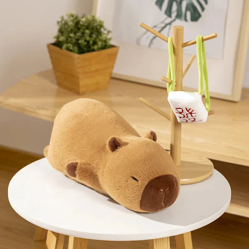 Sleepy Capybara with Mahjong Backpack Plushie