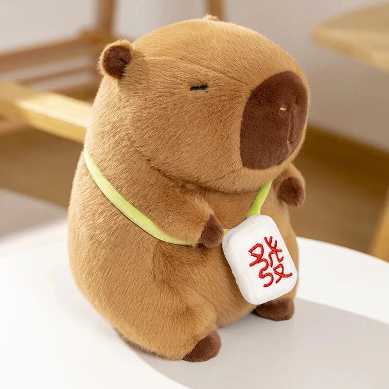 Sleepy Capybara with Mahjong Backpack Plushie