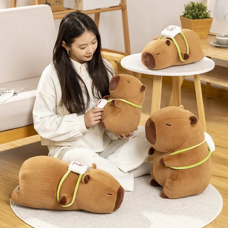 Sleepy Capybara with Mahjong Backpack Plushie