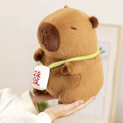 Sleepy Capybara with Mahjong Backpack Plushie