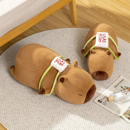 Sleepy Capybara with Mahjong Backpack Plushie