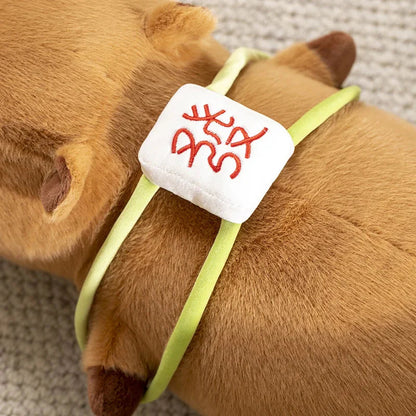 Sleepy Capybara with Mahjong Backpack Plushie