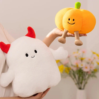 Smiling Halloween Pumpkin Ghost Plush