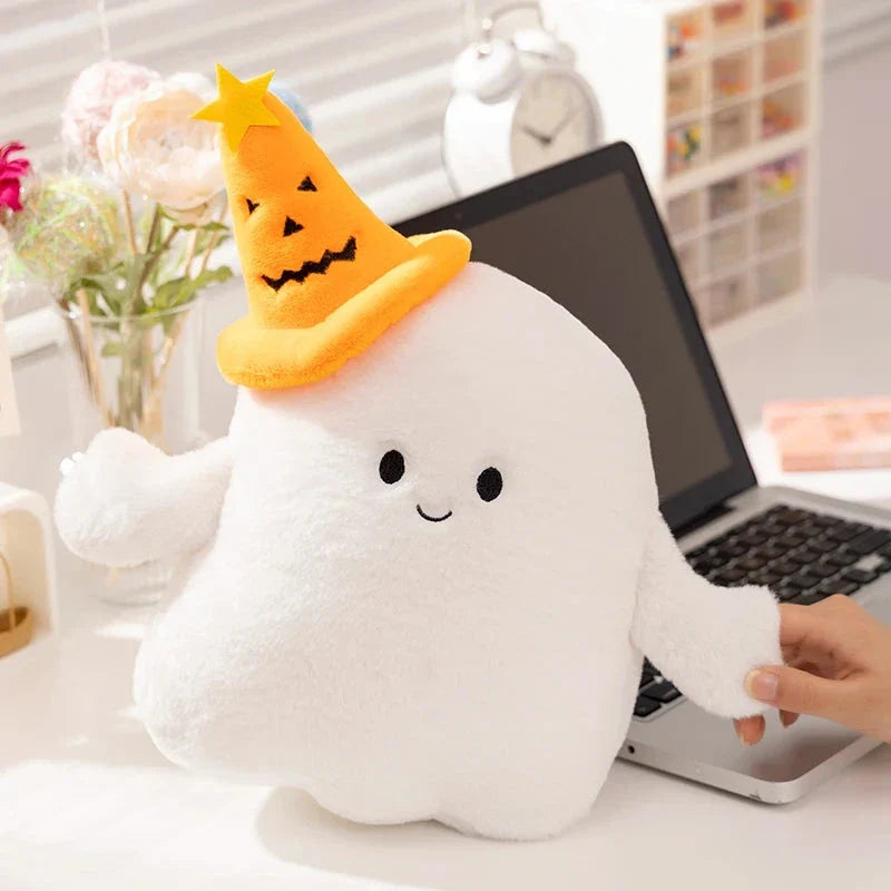 Smiling Halloween Pumpkin Ghost Plush