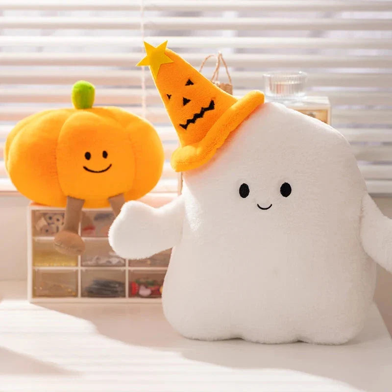 Smiling Halloween Pumpkin Ghost Plush