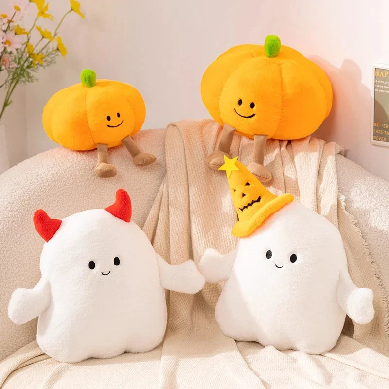Smiling Halloween Pumpkin Ghost Plush