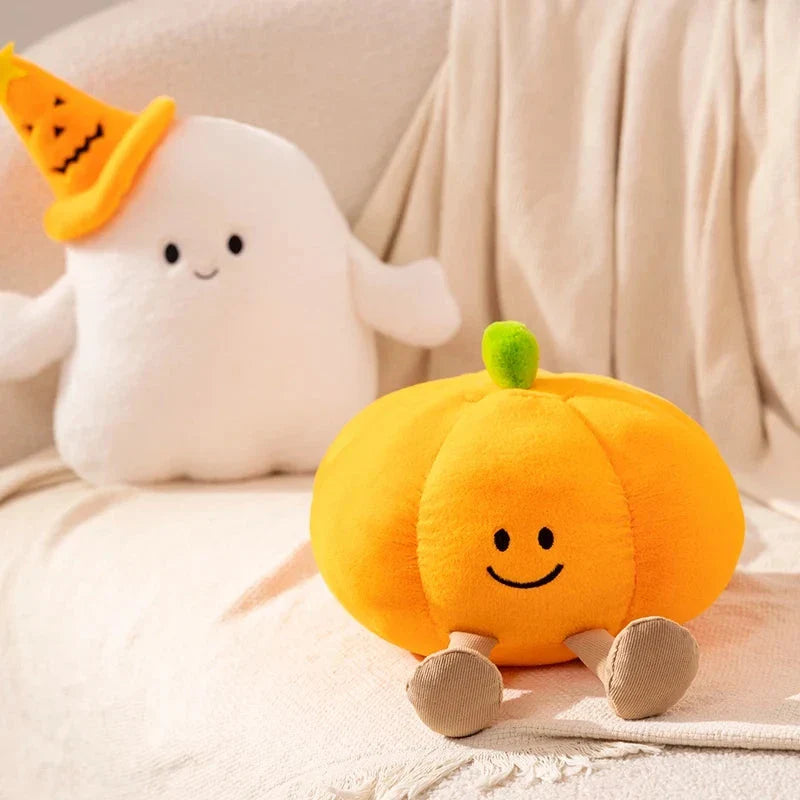 Smiling Halloween Pumpkin Ghost Plush