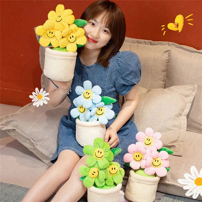 Smiling Sunflower Flowerpot Plush
