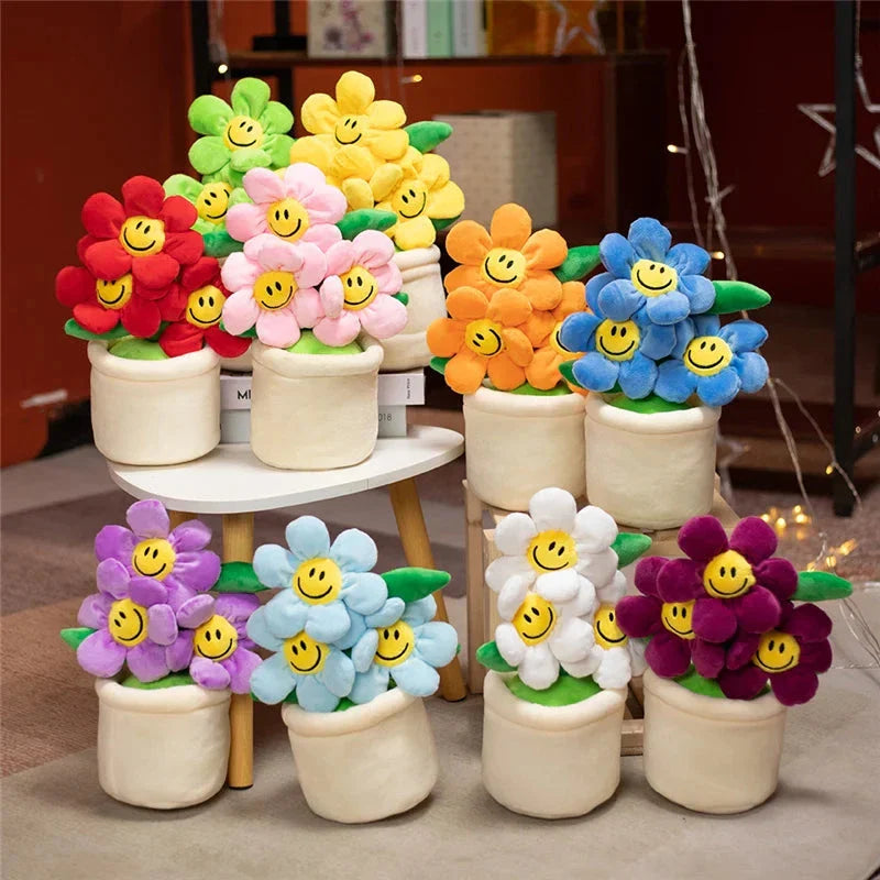 Smiling Sunflower Flowerpot Plush