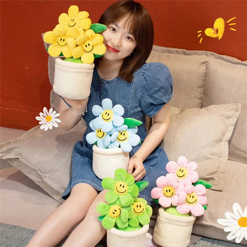 Smiling Sunflower Flowerpot Plush