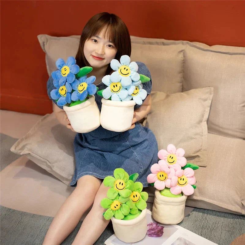 Smiling Sunflower Flowerpot Plush