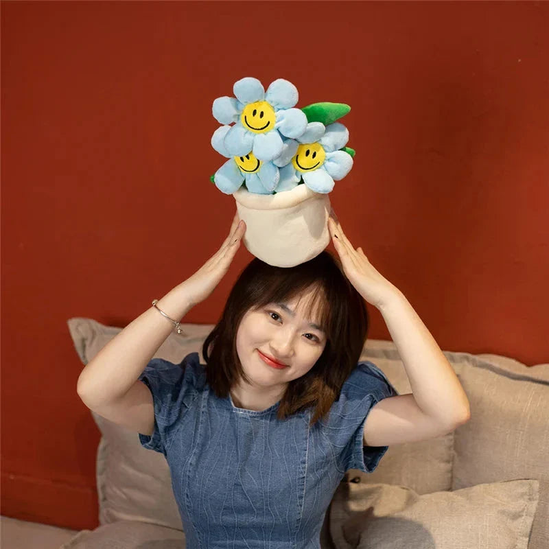 Smiling Sunflower Flowerpot Plush