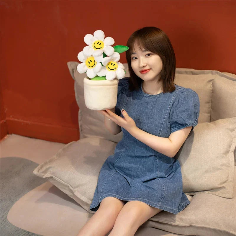 Smiling Sunflower Flowerpot Plush
