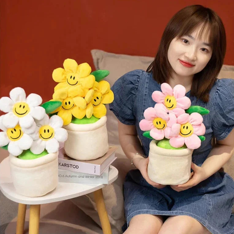 Smiling Sunflower Flowerpot Plush
