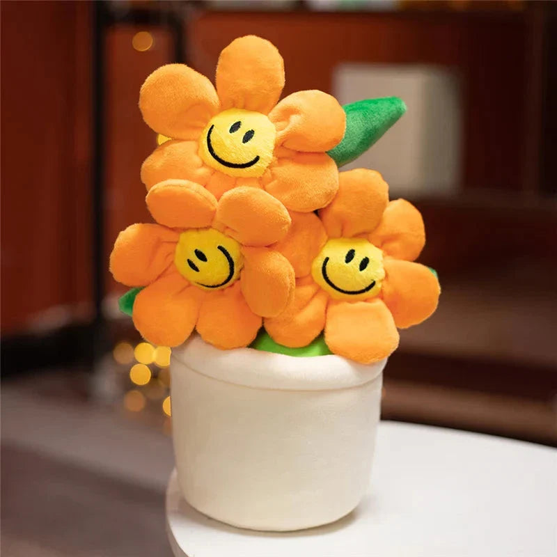 Smiling Sunflower Flowerpot Plush