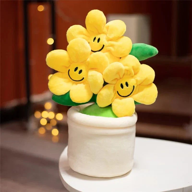 Smiling Sunflower Flowerpot Plush