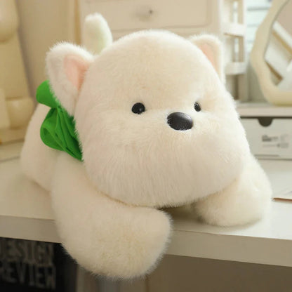 Snowy the White Maltese Plushie with Frog Hat