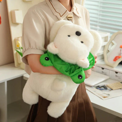Snowy the White Maltese Plushie with Frog Hat
