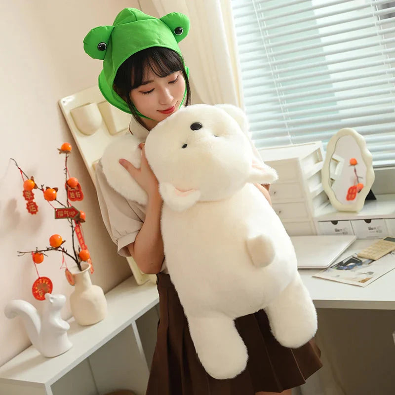 Snowy the White Maltese Plushie with Frog Hat