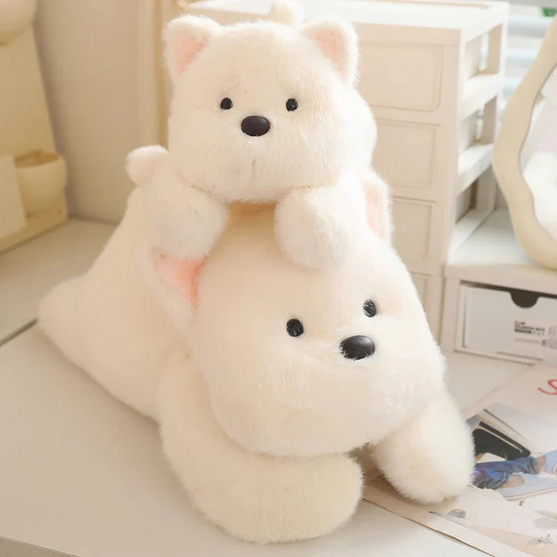 Snowy the White Maltese Plushie with Frog Hat