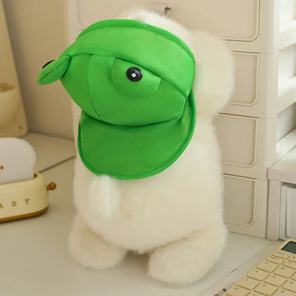 Snowy the White Maltese Plushie with Frog Hat
