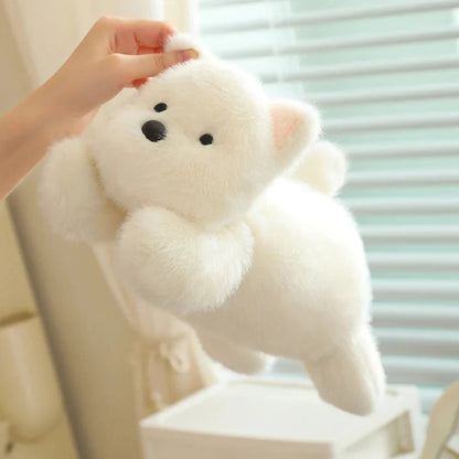 Snowy the White Maltese Plushie with Frog Hat