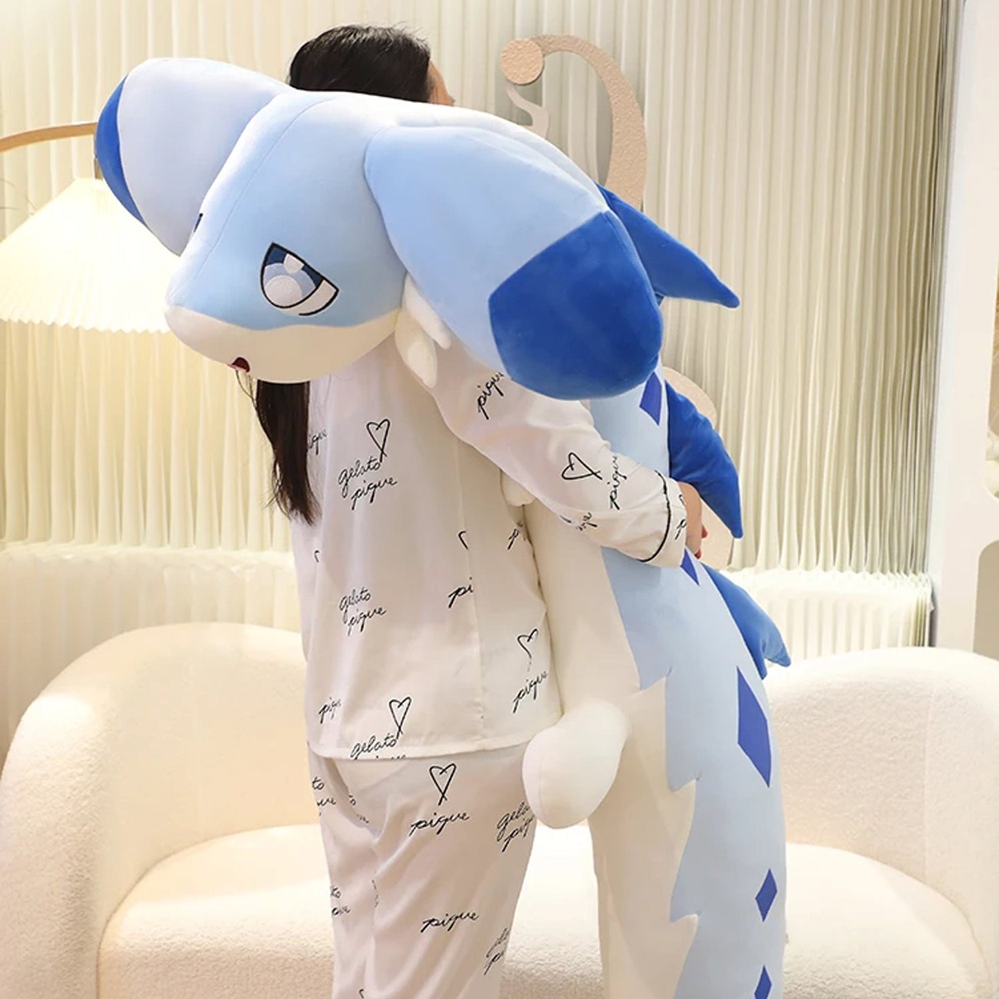 Sofi the Long Kawaii Baby Blue Hybrid Dragon Plushie