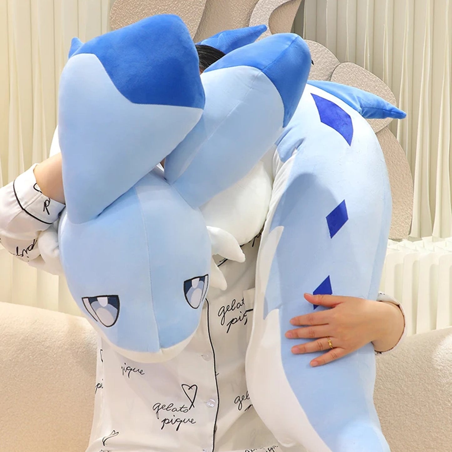 Sofi the Long Kawaii Baby Blue Hybrid Dragon Plushie