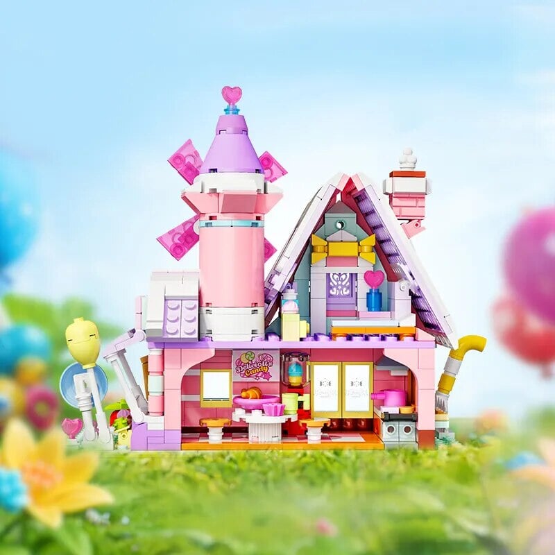 Summer Green and Pink Cottages Micro Building Set
