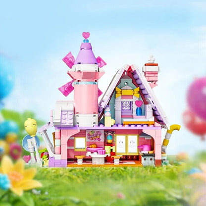Summer Green and Pink Cottages Micro Building Set
