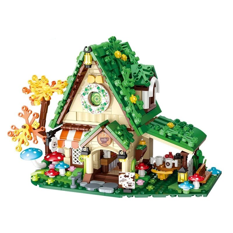 Summer Green and Pink Cottages Micro Building Set