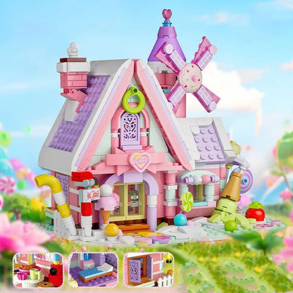 Summer Green and Pink Cottages Micro Building Set