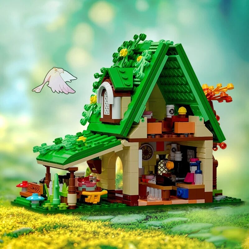 Summer Green and Pink Cottages Micro Building Set