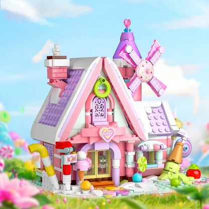 Summer Green and Pink Cottages Micro Building Set