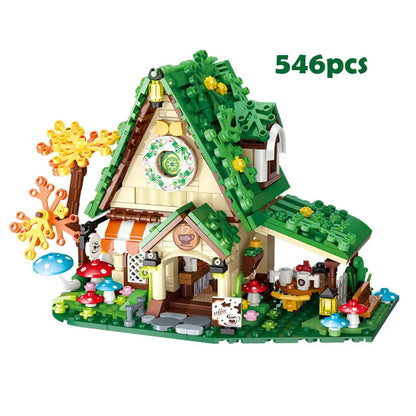Summer Green and Pink Cottages Micro Building Set