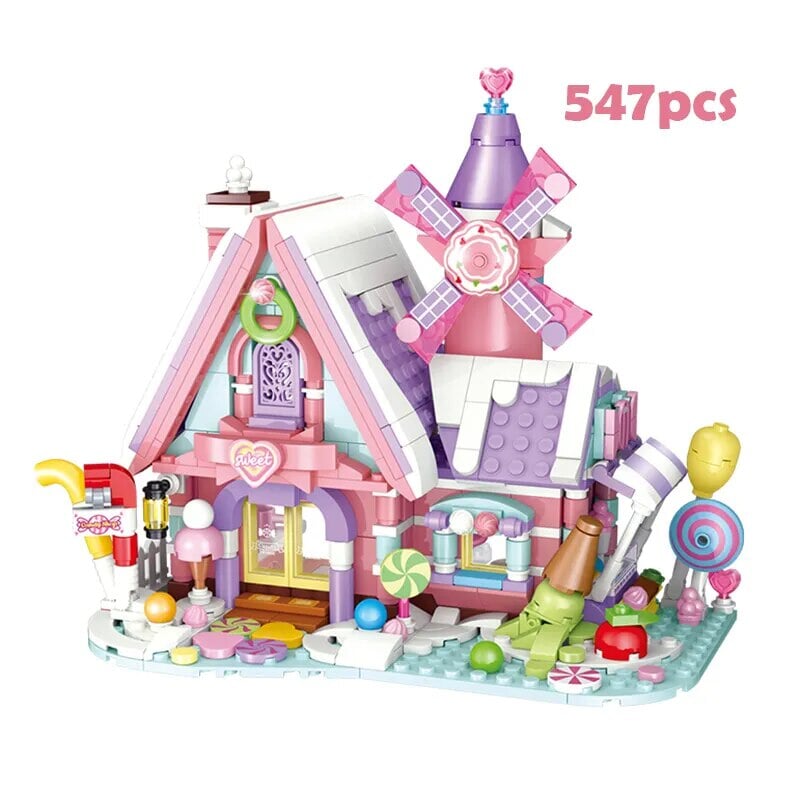 Summer Green and Pink Cottages Micro Building Set