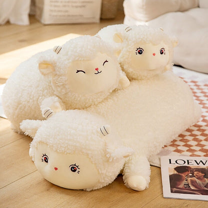 Sweet Fluffy Laying Lamb Snuggle Buddies