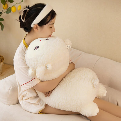 Sweet Fluffy Laying Lamb Snuggle Buddies